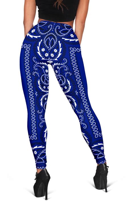 Crip Blue Bandana Style Womens Leggings Lounge Wear Ladies Apparel Yoga Gear Blue Bandana