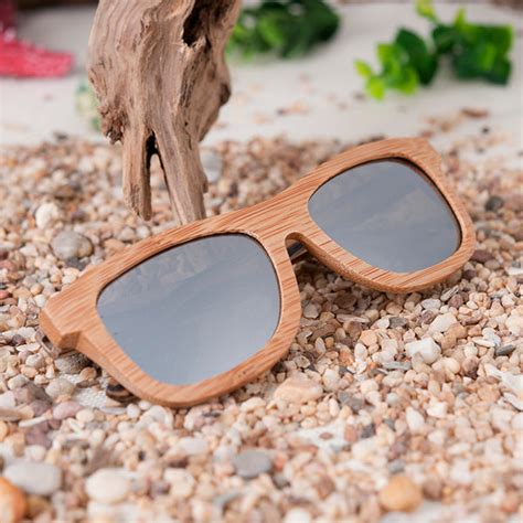 Polarized Square Wood Frame Sunglasses In Wooden T Box Greenbluey