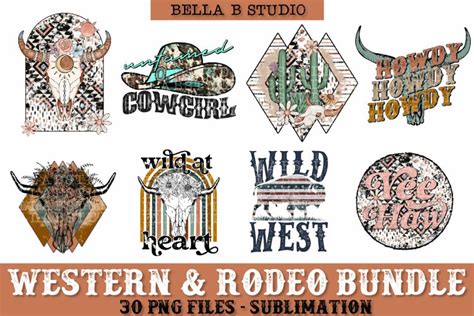 Western Rodeo PNG Sublimation Bundle Southern Cowgirl