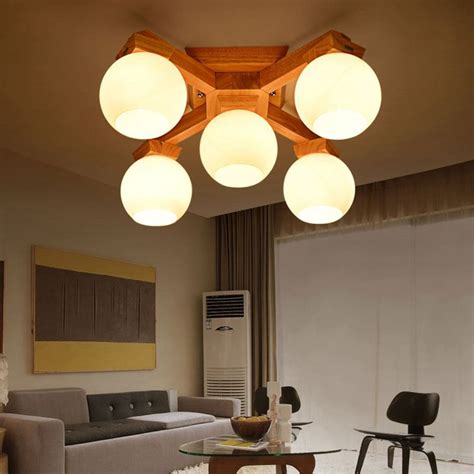 Moderne Deckenleuchte aus Holz für Wohnzimmer