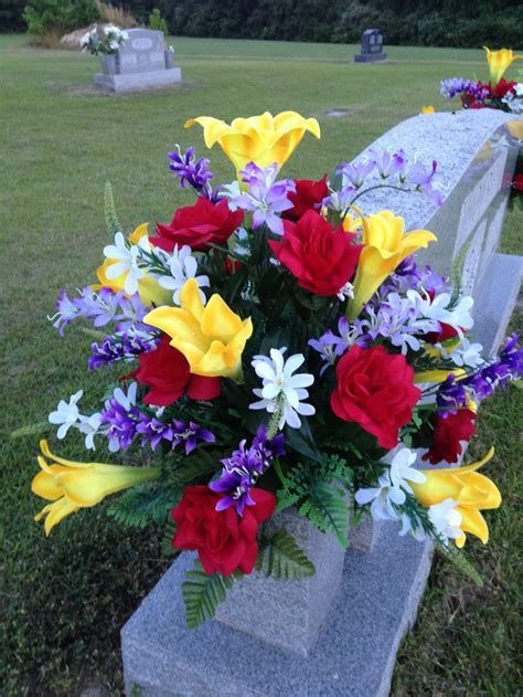 Check out our artificial flower arrangement selection for the very best in unique or custom, handmade pieces from our floral arrangements shops. Image result for flower arrangements for graves | Memorial ...