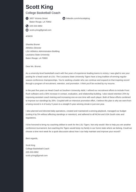 Writing a cover letter gives you an opportunity to tell prospective employers why you are the best candidate. Coaching Cover Letter: Examples & Guide for a Coach Position
