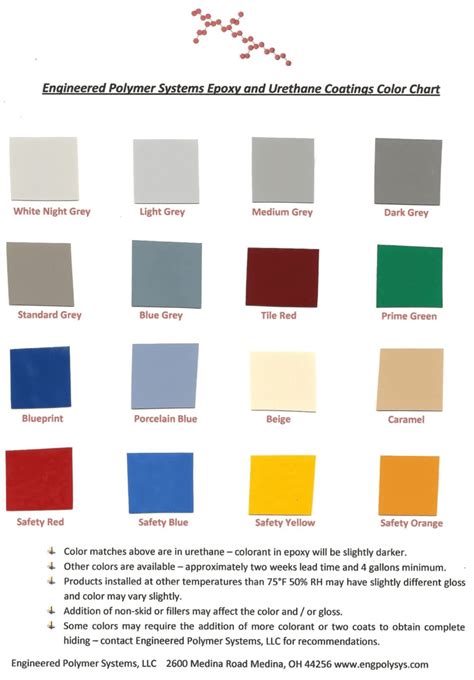 Epoxy Flooring Color Chart Epoxy Flooring Color Options