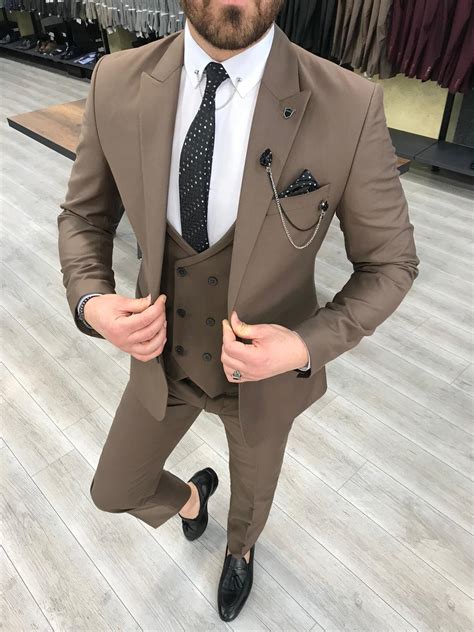 Buy Brown Slim Fit Wool Suit By With Free Shipping