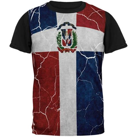 Old Glory Distressed Dominican Republic Flag All Over Mens Black Back