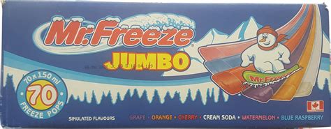 Mr Freeze Jumbo Ice Pops 150ml5oz 70 Pack Imported From Canada