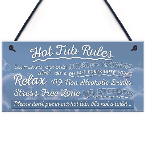 Meijiafei Hot Tub Rules Novelty Hanging Garden Shed Plaque Jacuzzi Pool Funny Sign Home Decor