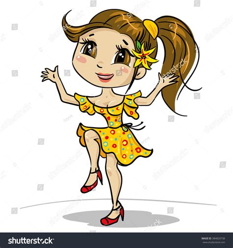 Happy Dancing Girl Cute Dancing Woman Stock Vector Royalty Free 384820738
