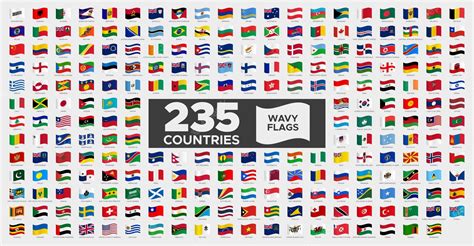 Bandeiras Nacionais De Todos Os Países Em Estilo De Design Ondulado Com