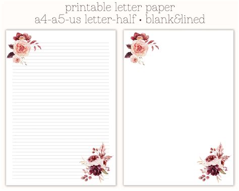 Printable Letter Paper Letter Writing Paper Decorative Etsy