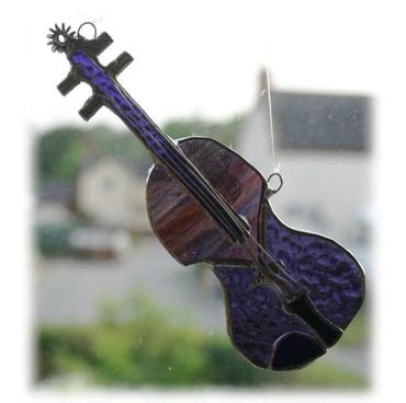Violin Suncatcher Stained Glass Purple Music Mu Folksy