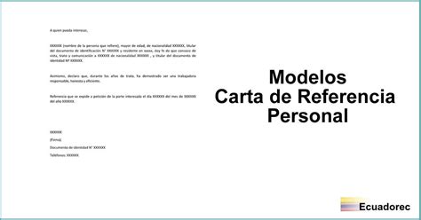 Modelos De Cartas De Referencia Personal Descargar Modelo De Carta