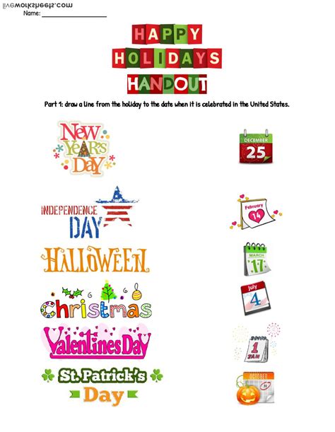 American Holidays Interactive Worksheet