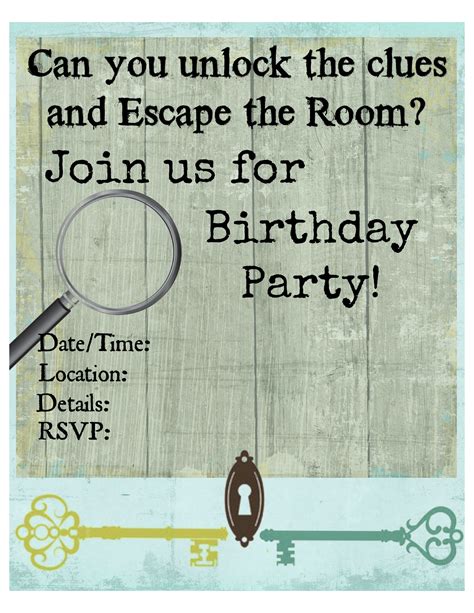 Free Printable Birthday Invitations Escape Room
