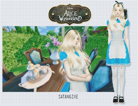 Satangziie Sims 4 Alice In Wonderland Dress Sims