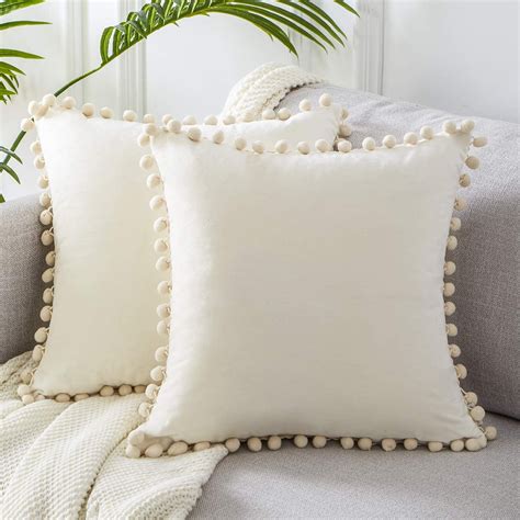 Topfinel Cream Velvet Cushion Covers 16x16 Inch Soft Square Decorative