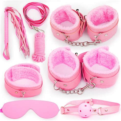 7 Pcs Adult Sexy Bdsm Bondage Set Kit Hand Cuffs Foot Cuff Whip Rope