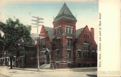 Library And Part Of Main Street Ware Ma Postcard