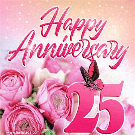 Happy 25th Anniversary GIF Amazing Flowers And Glitter Funimada Com