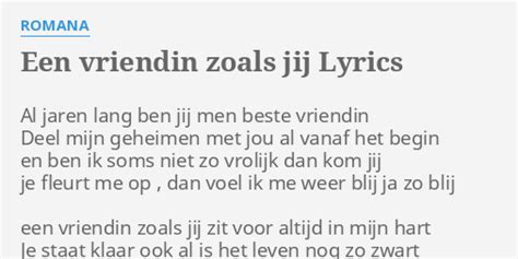Een Vriendin Zoals Jij Lyrics By Romana Al Jaren Lang Ben