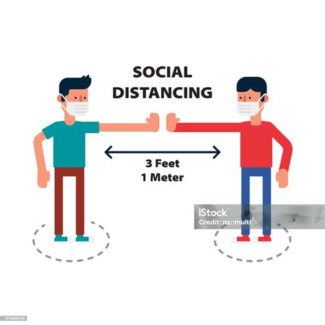 Social Distancing Keep The 1 Meter Distance In Public To Protect From