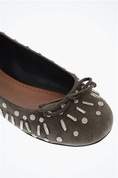 Alaia Studded Suede Ballet Flats Women Glamood Outlet