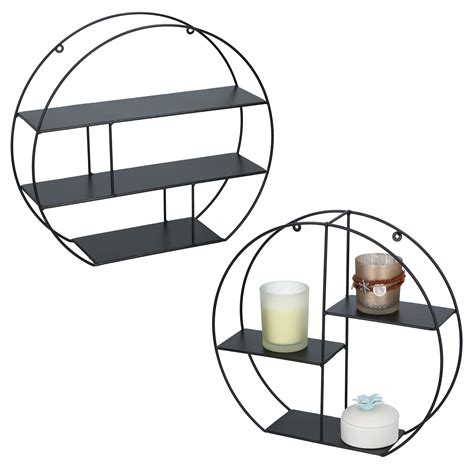 See the other products aria uno shelf in painted stainless steel, with dish in vetrofreddo® in a choice of matt white, matt black, gold leaf or silver leaf, pastel colours. Black Wire Metal 3 Tier Round Oval Floating Wall Hanging ...