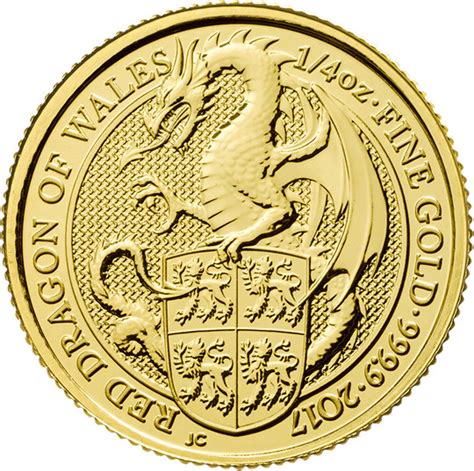 Gold Quarter Ounce 2017 Red Dragon Of Wales Bullion Coin From United