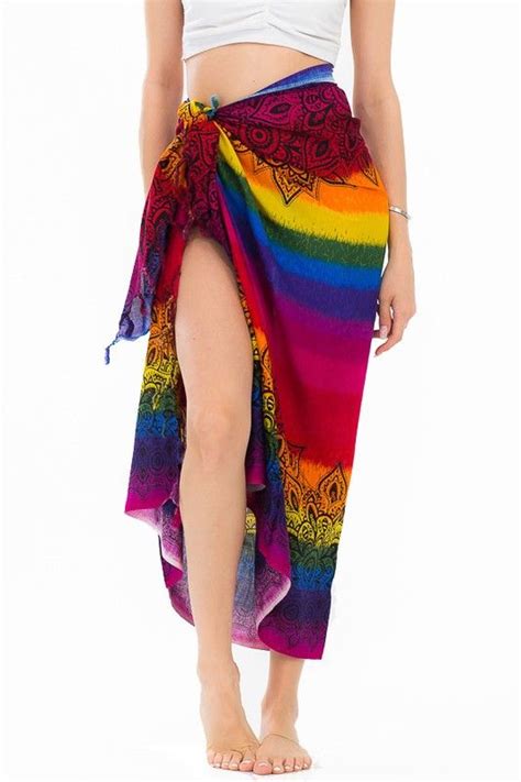 Cotton Sarong with Mandala and Rainbow
