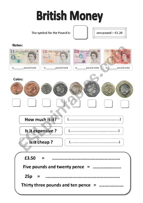 British Currency Esl Worksheet By Ggskinner