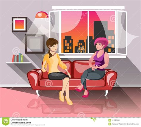 Two Girls Having Good Time Together Stock Vector Illustration Of Colors Male 101921488
