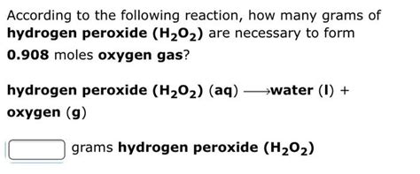 Solved According To The Following Reaction How Many Moles