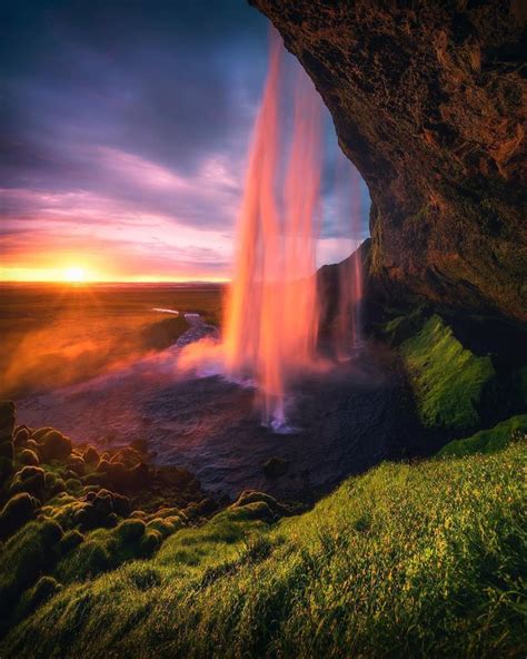 Seljalandsfoss During A Beautiful Sunset In Iceland 🌄 Iceland