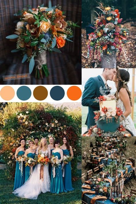 Orange and teal wedding decor. 20 Dark Teal and Rust Orange Wedding Color Ideas for Fall ...
