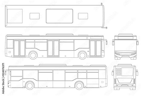 Passenger Outline City Bus For Branding Identity And Advertising Design