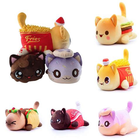 25cm Aphmau Cat Plush Toys Cute Donuts Soft French Fries Burger Food
