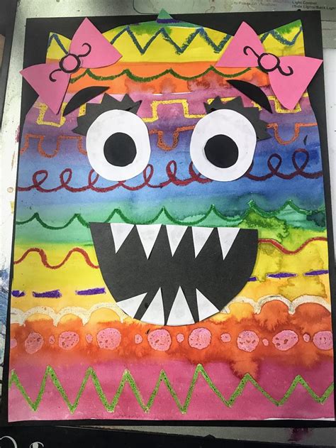 Kindergarten Line Painting Monsters Kindergarten Art Lessons