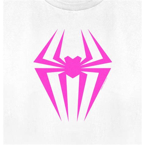 A Pink Spider Man Logo On A White Shirt