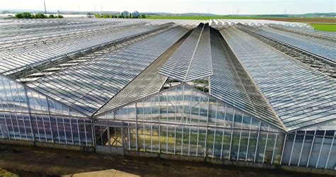 Growing Vegetables In Greenhouses Large Modern Greenhouse Flight Over