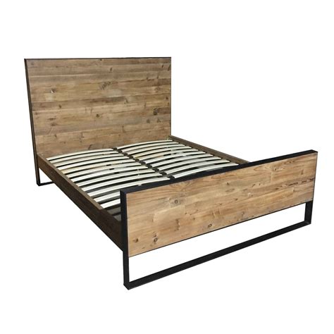 Reclaimed Rustic Wooden Iron Metal Frame Double Bed China Iron Bed