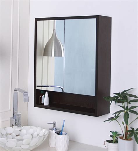 Homcom bathroom corner wall mirror storage cabinet cupboard stainless steel. Buy Brown Engineered Wood Bathroom Mirror Cabinet by ...