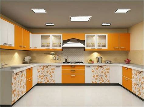 Our latest designs have a long life, takes less space and are used. Modular kitchen space in bright orange colour. | Kitchen ...