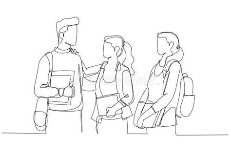 Illustration Of Group Of University Students Friends Preparing For Exam