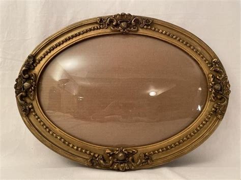 Antique Oval Picture Frame W Convex Glass Gold Gilt Etsy Canada Oval Picture Frames