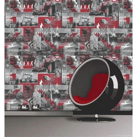 Muriva Britannia City Wallpapers Red Grey Black 102509 Desktop