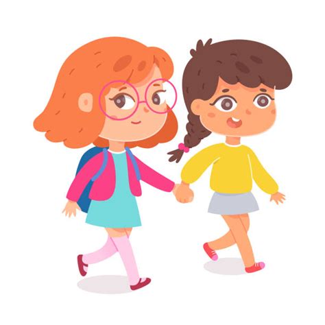 1400 2 Girls Walking Stock Illustrations Royalty Free Vector