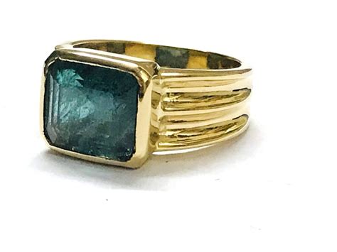 Emerald Men Pinky Finger Ring Solid 18k Gold May Birthstone Etsy