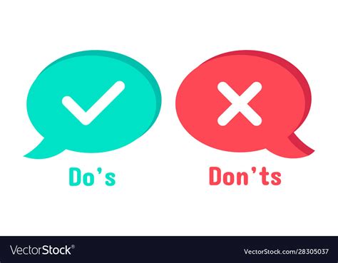 Do And Dont Icons Speech Bubble Checklist Element Vector Image