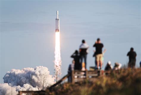 Spacex Falcon Heavy Rocket Lift Off From Launch Pad 39a At Nasas