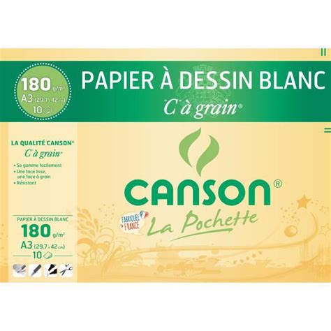 canson pochette 10 feuilles c à grain® a3 180g achat vente papier millimétré canson 10